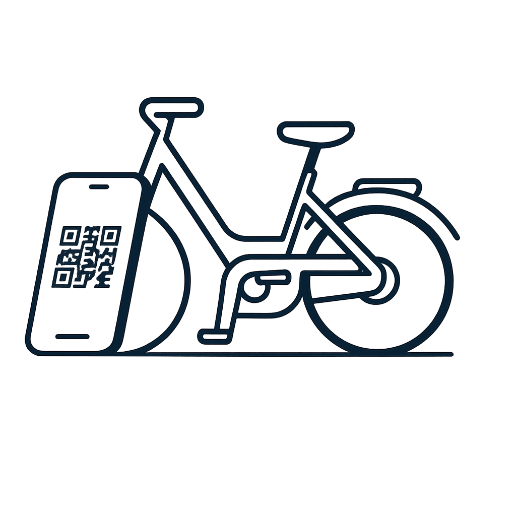 E-bike showing RideTag QR sticker being scanned